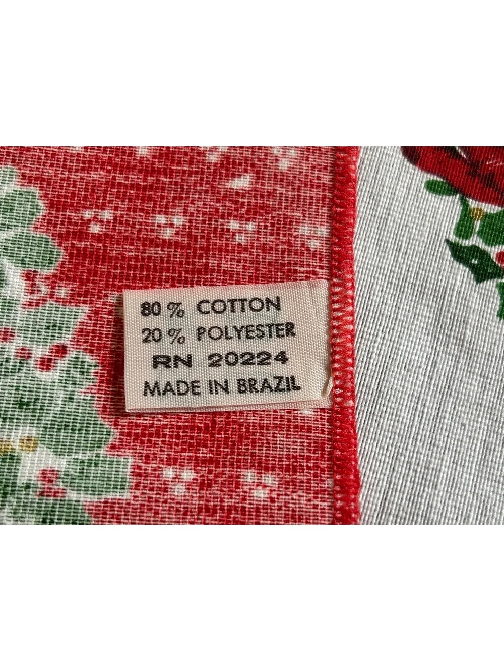 Set of 6 Vintage Christmas Holiday Cotton Polyester Napkins Wreath Bow Design